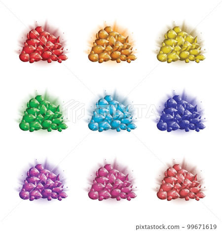 Set of magic Crystals and natural minerals. Gemstones game assets collection. vector illustration 99671619