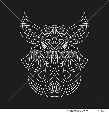 Wild boar head, Celtic style hog, T-shirt typography design, wild animal graphic print. Vector illustration 99671823