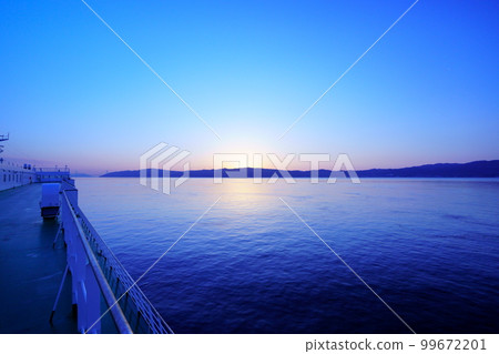 Shadow of Awaji island seen from the ferry before dawn Shadow of Awaji island seen from the ferry before dawn 99672201