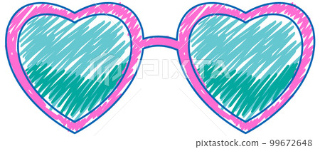 Heart shape sunglasses in pencil colour sketch simple style Heart shape sunglasses in pencil colour sketch simple style 99672648