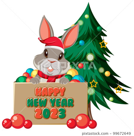 Happy New Year 2023 with rabbit cartoon 99672649