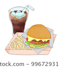 Melting cheeseburger, fries and cola set 99672931