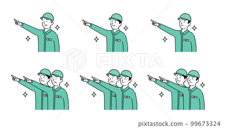 Illustration of men of various ages in work clothes and hats, vector Illustration of men of various ages in work clothes and hats, vector 99673324