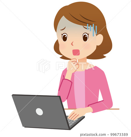 A woman who operates a computer, a housewife, trouble 99673389