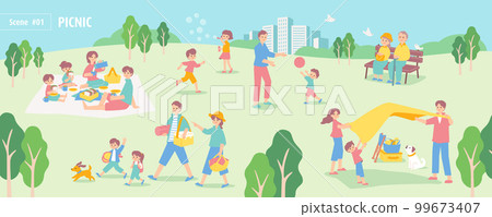 享受野餐的人們 99673407