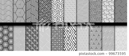 Geometric set of seamless black and white patterns. Simpless vector graphics 99673595