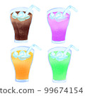 4 kinds set of cola, melon soda, grape soda and orange soda 99674154
