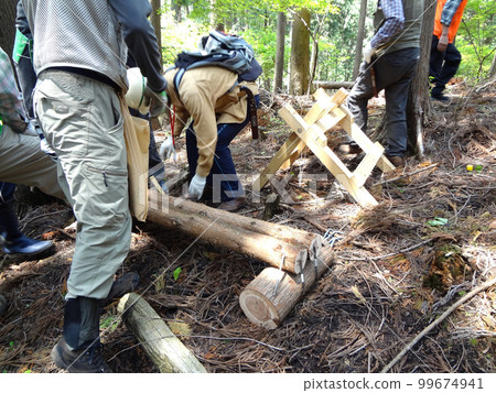 Making a log chair 99674941