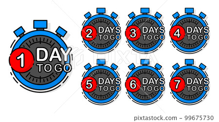 Countdown days to go event. Banner sale. Time countdown. There are nine, eight, seven, six, five, four, three, two, and one days to go. Vector illustration. Countdown days to go event. Banner sale. Time countdown. There are nine, eight, seven, six, five, four, three, two, and one days to go. Vector illustration. 99675730