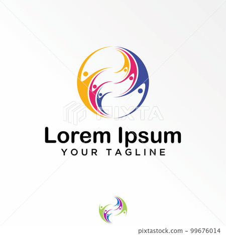 Six human or body in happy circle movement small to big image graphic icon logo design abstract concept vector stock. Can be used as a symbol related to people or community 99676014
