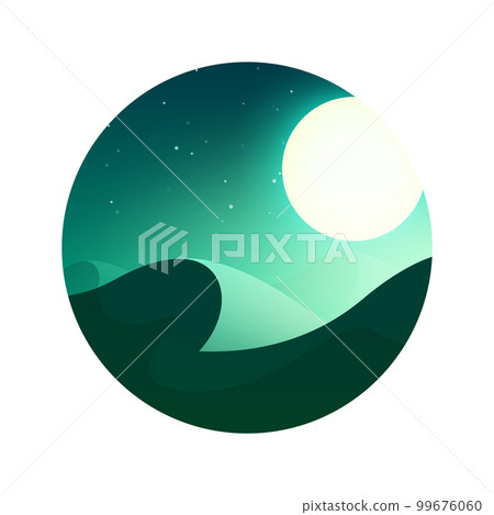 Colorful desert landscape with mountains, hills, sand dunes and deserted valleys. Desert area of Africa or Mexico. Extreme tourism and traveling. Wild West safari tour. Vector illustration 99676060