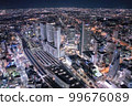 Nagoya aerial view night view helicopter light up 99676089