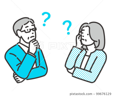 有煩惱的年長夫婦/家庭/夫婦的矢量圖素材 99676129