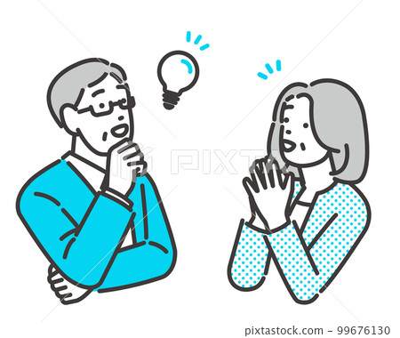 解決煩惱的老年夫妻矢量圖素材/家庭/夫妻 99676130