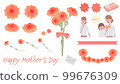 Illustration material parts set for Mother's Day (carnation, mother and child, letter, present, ribbon) 99676309