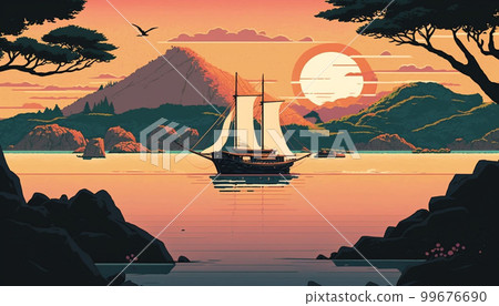 Kitamae-bune navigating the Seto Inland Sea 99676690