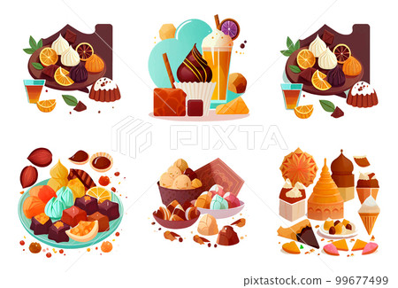 set vector illustration of muslim sweets ramadan concept 99677499