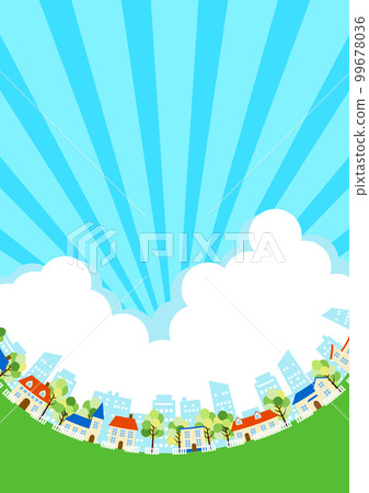 Early summer cityscape background vertical with concentration line Early summer cityscape background vertical with concentration line 99678036
