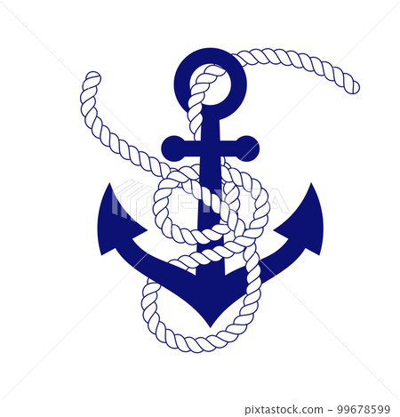 Anchor with rope wrapped around. Marine company logo. 99678599