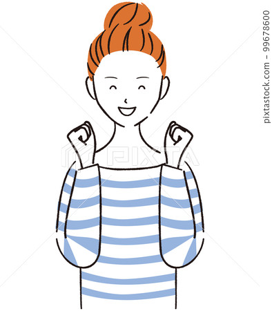 Happy woman casual fist pump 99678600