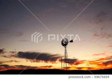 Australian windmill silhouette Australian windmill silhouette 99678894