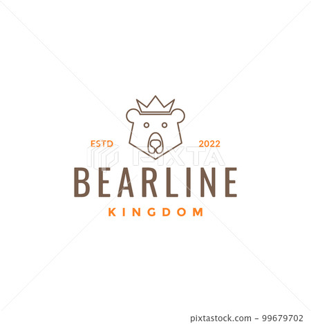 mascot animal cartoon cute bear king crown kingdom castle legend line logo design vector icon 99679702