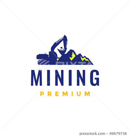 excavator ground mining peak land gold logo design vector icon 99679736