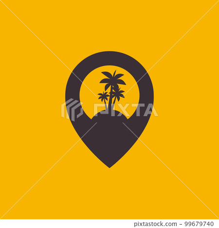 beach place coconut trees pin map location simple logo design vector icon beach place coconut trees pin map location simple logo design vector icon 99679740
