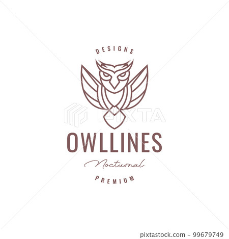 flying animal nocturnal carnivore owl wings lines art hipster logo design vector icon flying animal nocturnal carnivore owl wings lines art hipster logo design vector icon 99679749