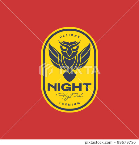 flying animal nocturnal carnivore owl wings badge vintage logo design vector icon flying animal nocturnal carnivore owl wings badge vintage logo design vector icon 99679750