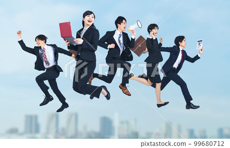 A group of young business people jumping Job Hunting Freshers 99680712