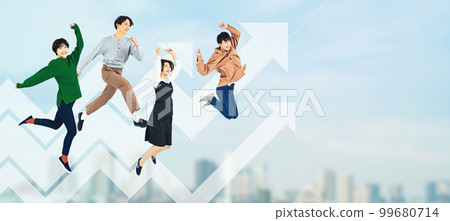 Jumping young people Growth and leap Generation Z Jumping young people Growth and leap Generation Z 99680714