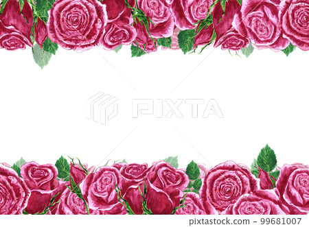 Handdrawn Watercolor roses frame boarder on the white background. Scrapbook design elements. Typography poster, wedding invitation, postcard, label, banner design. Handdrawn Watercolor roses frame boarder on the white background. Scrapbook design elements. Typography poster, wedding invitation, postcard, label, banner design. 99681007
