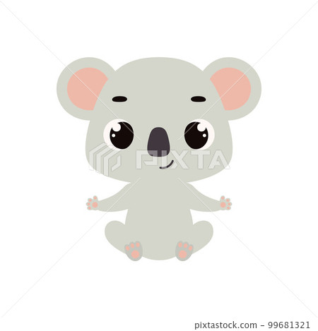 Cute little sitting koala. Cartoon animal character for kids cards, baby shower, invitation, poster, t-shirt composition, house interior. Vector stock illustration 99681321