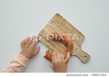 Turkish Bagel Simit on white background Turkish Bagel Simit on white background 99681368