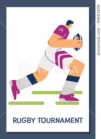 Rugby tournament advertising poster, flat vector illustration. 99681609