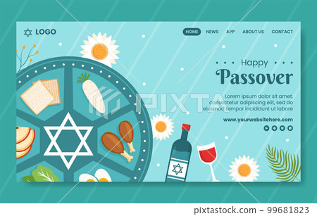 Happy Passover Jewish Holiday Social Media Landing Page Hand Drawn Template Background Illustration 99681823