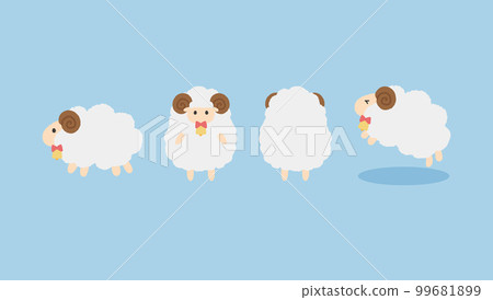 可愛的棉羊,站著,背著,側著,跳著動作圖 可愛的棉羊,站著,背著,側著,跳著動作圖 99681899