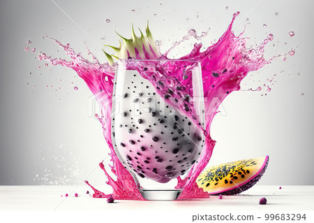 AI generated illustration of smoothies made of dragon fruit 99683294