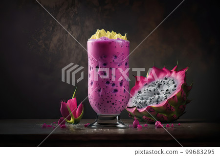 AI generated illustration of smoothies made of dragon fruit 99683295