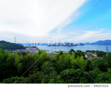 Islands in the Seto Inland Sea seen from the Kurushima Strait Service Area (Imabari City, Ehime Prefecture) 99683929