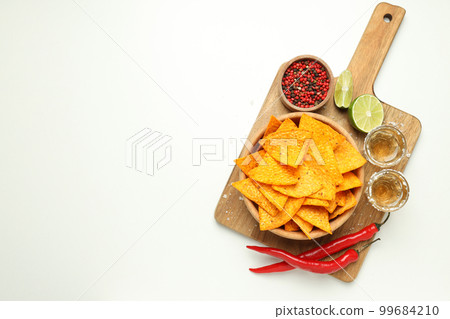 Concept of Mexico food, Tortilla and tequila, space for text 99684210