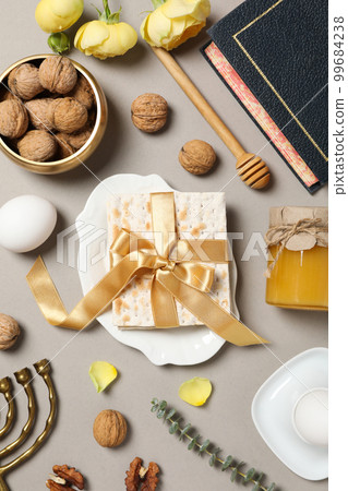 Concept of jewish Passover holiday, top view 99684238