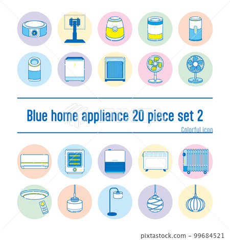 Illustration of blue home appliances 20-piece set no.14 Illustration of blue home appliances 20-piece set no.14 99684521