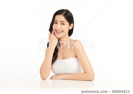 Beautiful young asian woman with clean fresh skin on white background, Face care, Facial treatment, Cosmetology, beauty and spa, Asian women portrait. Beautiful young asian woman with clean fresh skin on white background, Face care, Facial treatment, Cosmetology, beauty and spa, Asian women portrait. 99684823