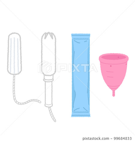 Illustration of tampons and menstrual cups 99684833