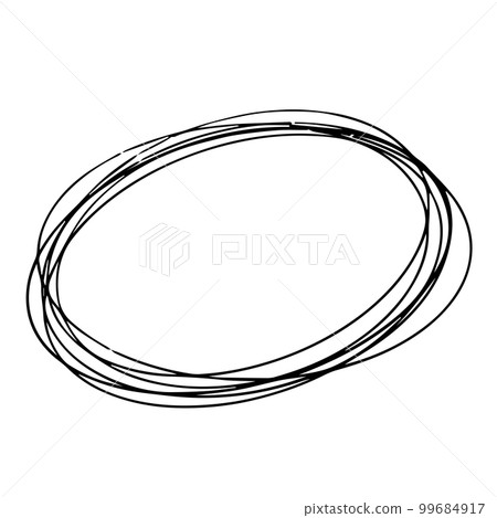 Ellipse, round frame, bubble pencil hand drawn doodle style isolated on white background. 99684917