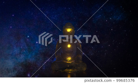 The meditate sitting on space for background 3d rendering The meditate sitting on space for background 3d rendering 99685376