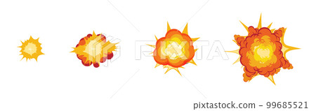 Explosion animation. Red fire flare storyboard with flame movement 99685521