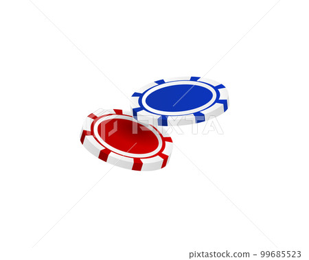 Playing poker chips. Red and blue circle for gambling 99685523